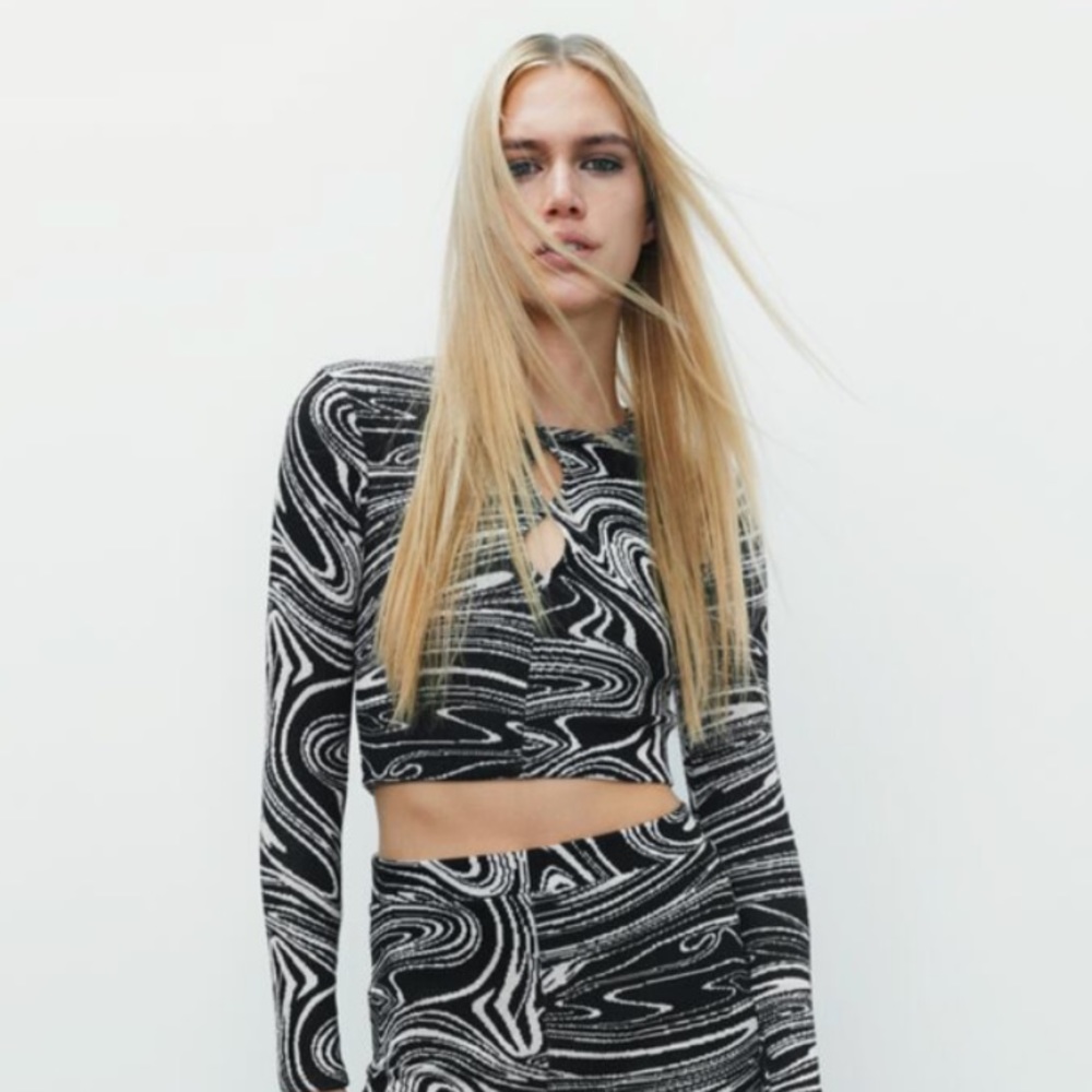 Zara long sleeve retro jacquard sweater, sz M, NWT